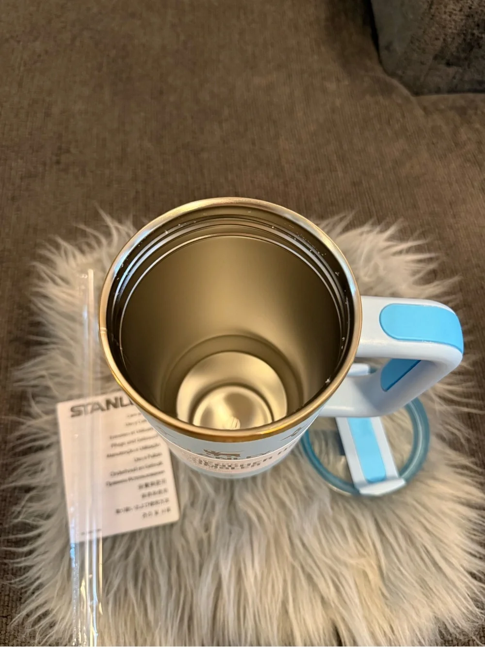 Stanley Light Blue Tumbler with Gold Accents 40oz